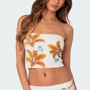 Edikted Floral Strapless tube top